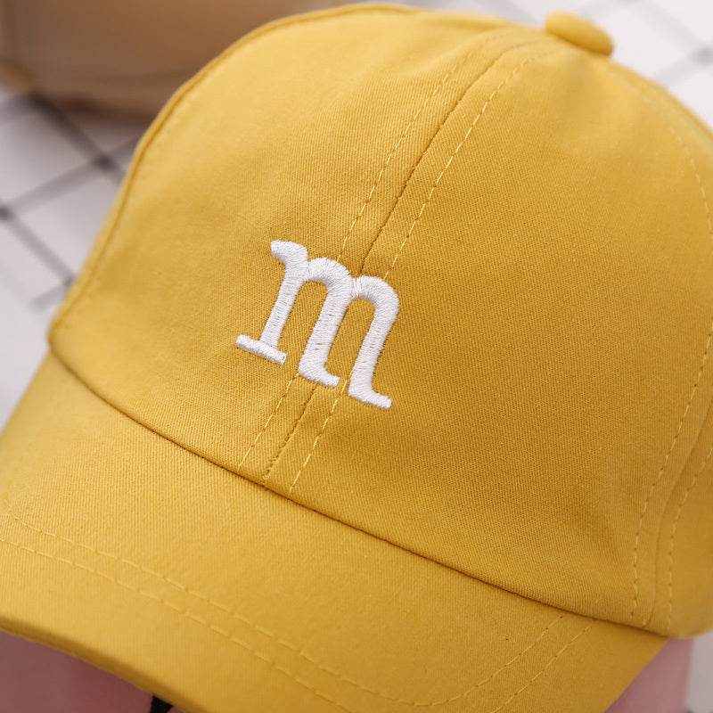 Baseball Cap Boy Letter M Embroidered Children's Cotton Spring and AutProduct information:
 
 Material: non-woven fabric
 
 Suitable for the season: spring
 
 Color: children M baseball cap white, children M baseball cap yellow, childr0Stef's Store