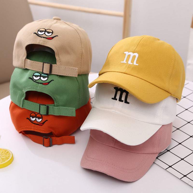 Baseball Cap Boy Letter M Embroidered Children's Cotton Spring and AutProduct information:
 
 Material: non-woven fabric
 
 Suitable for the season: spring
 
 Color: children M baseball cap white, children M baseball cap yellow, childr0Stef's Store