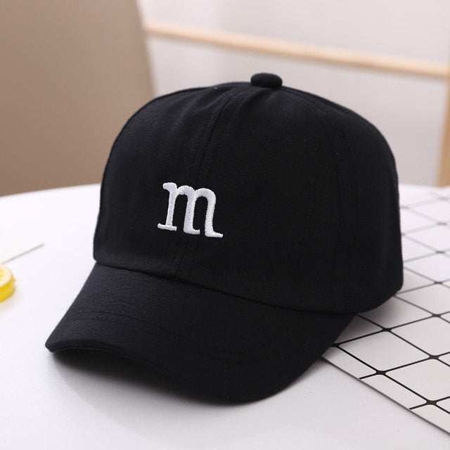 Baseball Cap Boy Letter M Embroidered Children's Cotton Spring and AutProduct information:
 
 Material: non-woven fabric
 
 Suitable for the season: spring
 
 Color: children M baseball cap white, children M baseball cap yellow, childr0Stef's Store