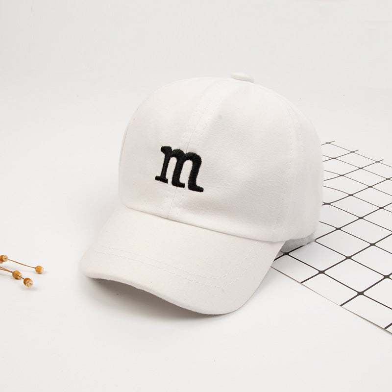 Baseball Cap Boy Letter M Embroidered Children's Cotton Spring and AutProduct information:
 
 Material: non-woven fabric
 
 Suitable for the season: spring
 
 Color: children M baseball cap white, children M baseball cap yellow, childr0Stef's Store