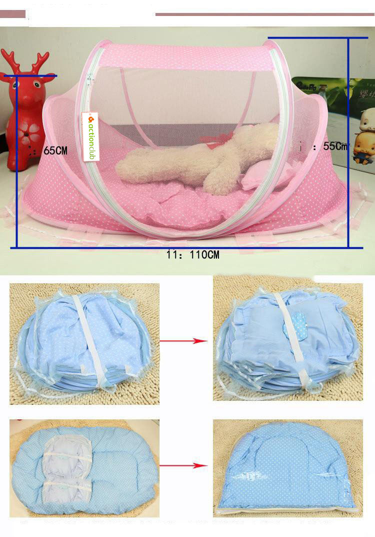 Foldable Baby Bed with Pillow Set – Portable and Comfortable Baby BedProduct Description:
Introducing the Foldable Baby Bed Net with Pillow Set, a versatile and essential accessory for your little one’s comfort and safety. As parents,0Stef's Store