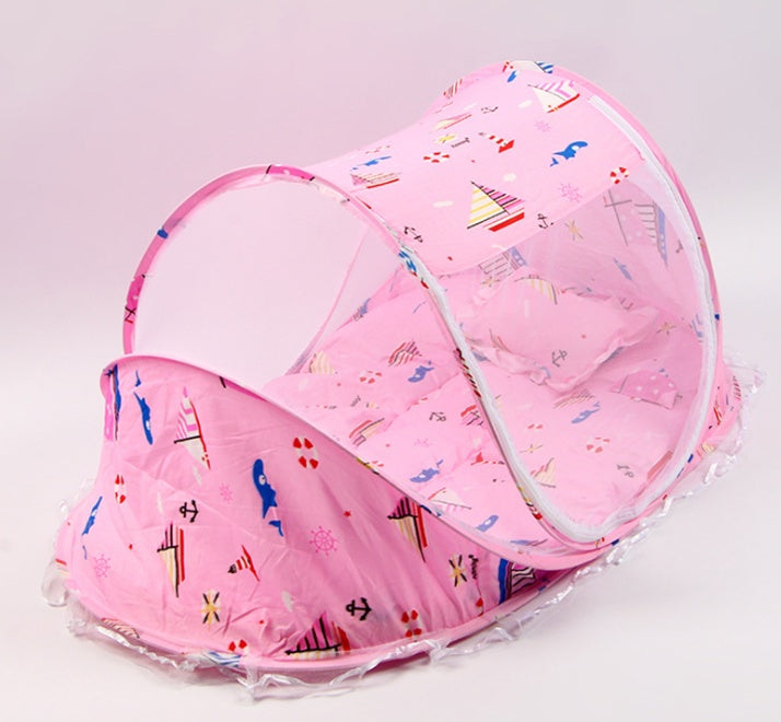 Foldable Baby Bed with Pillow Set – Portable and Comfortable Baby BedProduct Description:
Introducing the Foldable Baby Bed Net with Pillow Set, a versatile and essential accessory for your little one’s comfort and safety. As parents,0Stef's Store