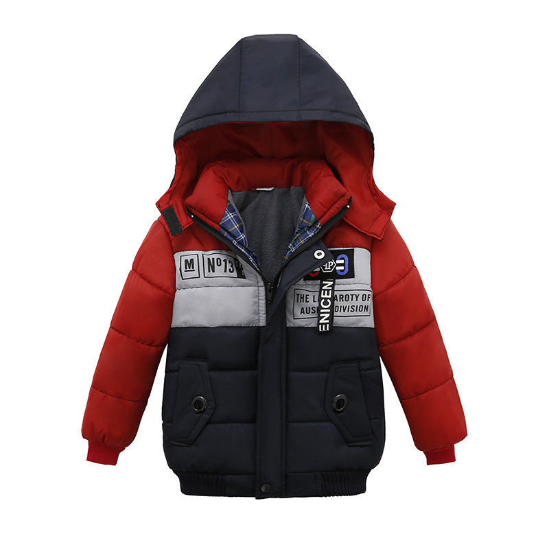 Small And Medium-Sized Boys Cotton-Padded JacketsProduct information:
 
 


 suitable season: winter
 
 Filler: polyester fiber (polyester)
 
 Whether Hooded: Hooded
 
 Thickness: thicker
 
 Pattern: Letters
 
 AQL0Stef's Store