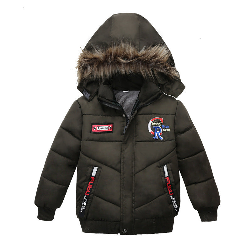 Small And Medium-Sized Boys Cotton-Padded JacketsProduct information:
 
 


 suitable season: winter
 
 Filler: polyester fiber (polyester)
 
 Whether Hooded: Hooded
 
 Thickness: thicker
 
 Pattern: Letters
 
 AQL0Stef's Store