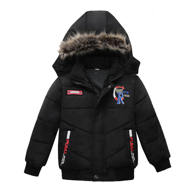 Small And Medium-Sized Boys Cotton-Padded JacketsProduct information:
 
 


 suitable season: winter
 
 Filler: polyester fiber (polyester)
 
 Whether Hooded: Hooded
 
 Thickness: thicker
 
 Pattern: Letters
 
 AQL0Stef's Store