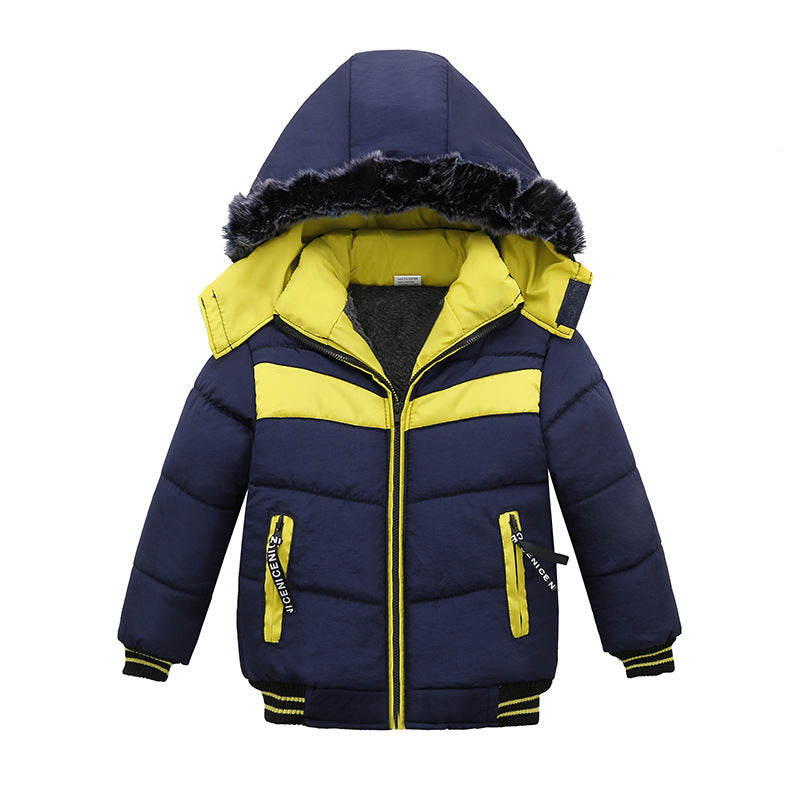 Small And Medium-Sized Boys Cotton-Padded JacketsProduct information:
 
 


 suitable season: winter
 
 Filler: polyester fiber (polyester)
 
 Whether Hooded: Hooded
 
 Thickness: thicker
 
 Pattern: Letters
 
 AQL0Stef's Store